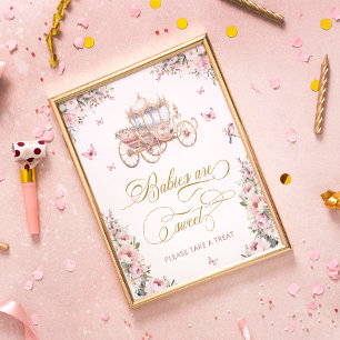Princess Carriage Blush Floral Babies are Sweet Poster