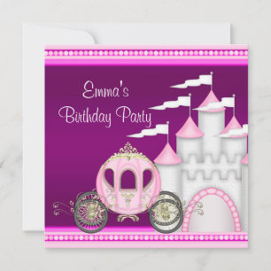 Princess Carriage Castle Girls Princess Birthday Invitation