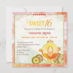 Princess Carriage Sweet 16 Birthday Party Invitation