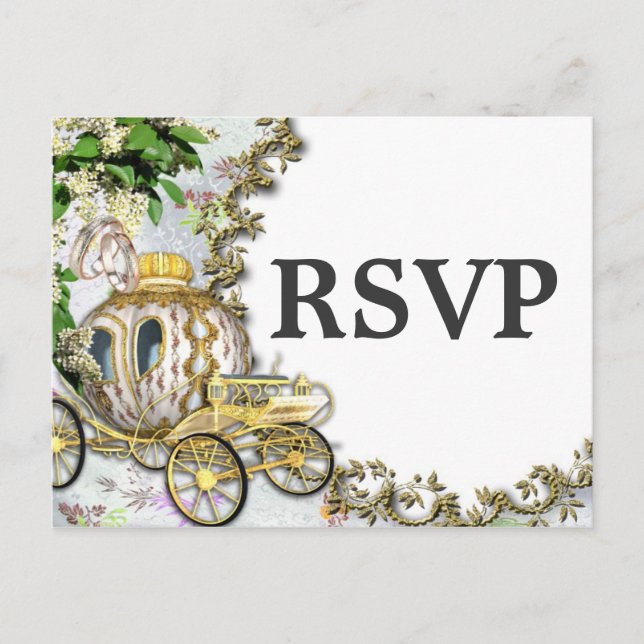 Princess Carriage Theme Wedding RSVP Postcard (Front)