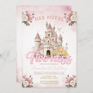 Princess Castle 5th Birthday Five-ness Royal  Invitation