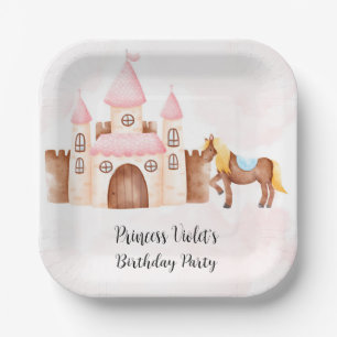Princess Castle and Horse Custom Birthday Party Paper Plate
