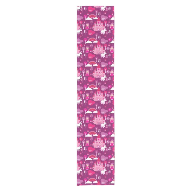 princess castle and unicorn rainbow short table runner (Front)