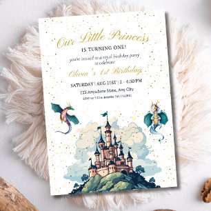 Princess Castle Birthday Fantasy Dragon Party Kids Invitation