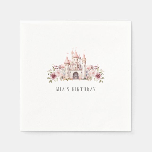 Princess Castle Birthday Girls Napkin (Front)