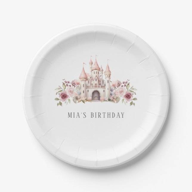 Princess Castle Birthday Girls Paper Plate (Front)