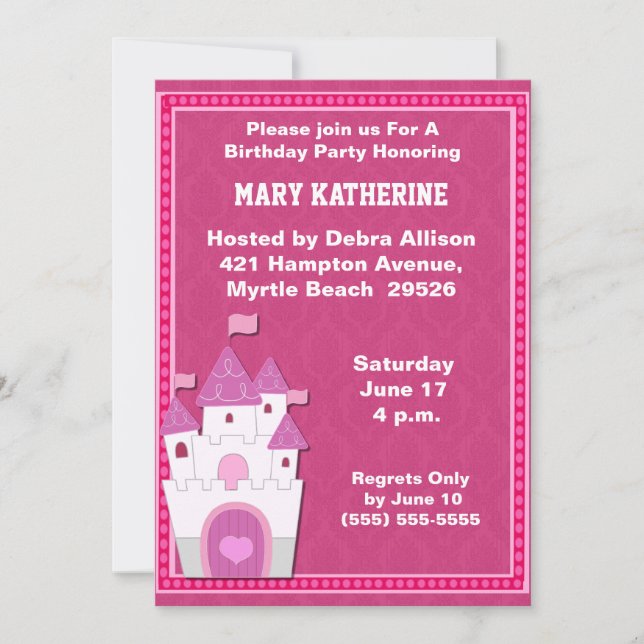 Princess Castle Birthday Invitation (Front)