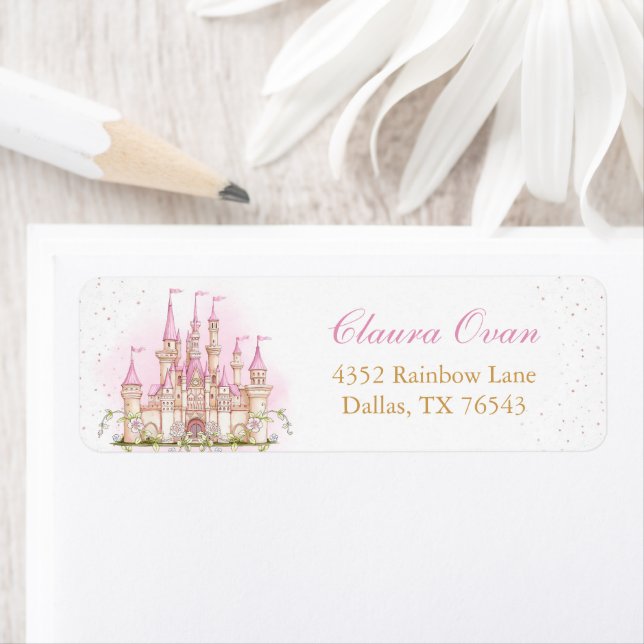 Princess Castle Birthday Party Address Label (Insitu)