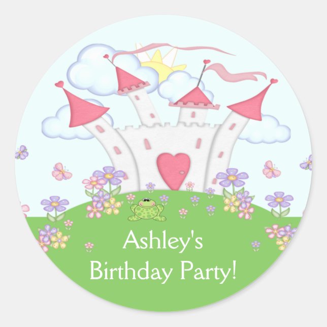 Princess Castle Birthday Party Sticker (Front)