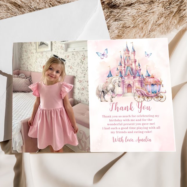 Princess Castle Birthday Photo Thank You Card (Creator Uploaded)