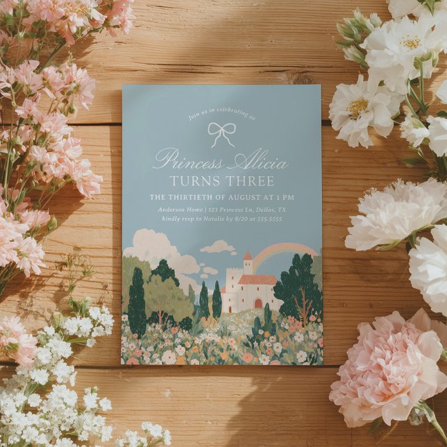 Princess Castle Floral Fairytale Birthday Invitation (Creator Uploaded)