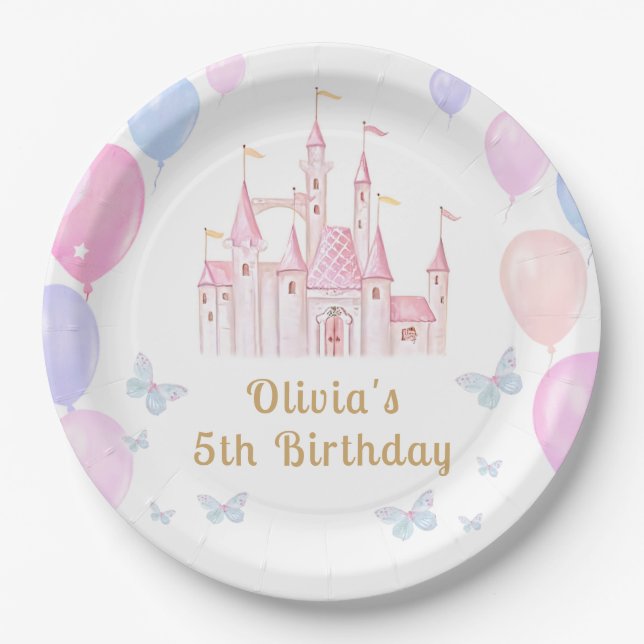 Princess Castle Girl Birthday Paper Plate (Front)