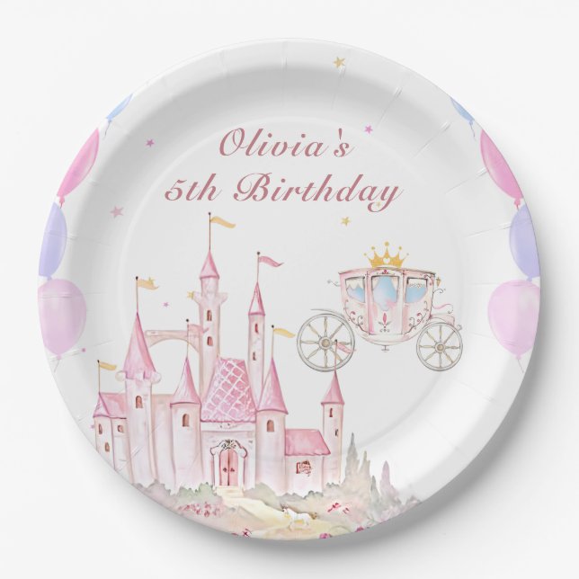  Princess Castle Girl Birthday Paper Plate (Front)