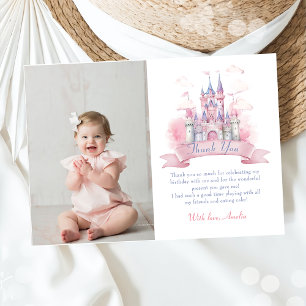 Princess Castle Girl Birthday Photo Thank You Card