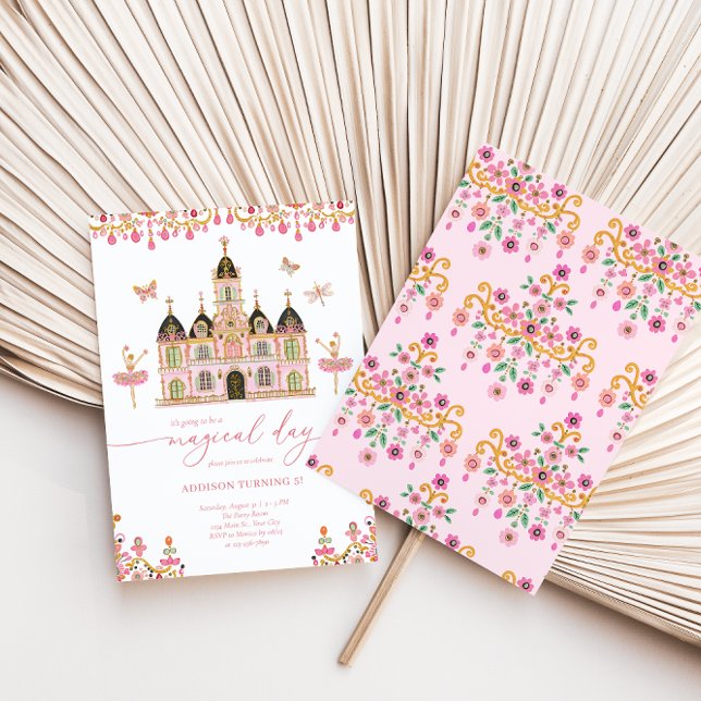 Princess Castle Girls Coquette Birthday Invitation (Princess Ballerina Magical Day Girls Birthday Invite)