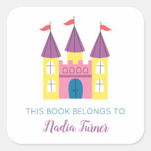 Princess Castle Library Bookplate Square Sticker