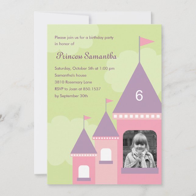 Princess Castle Photo Birthday Invitation (Front)