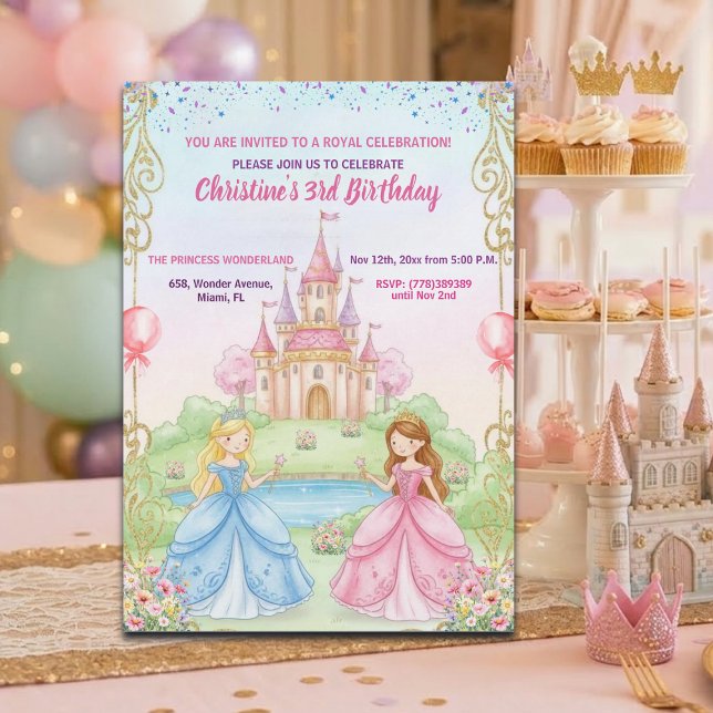 Princess Castle Royal 3rd Birthday Party Invitation (Creator Uploaded)