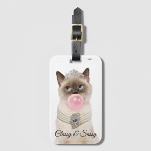 Princess Cat Blowing Bubble Gum Luggage Tag