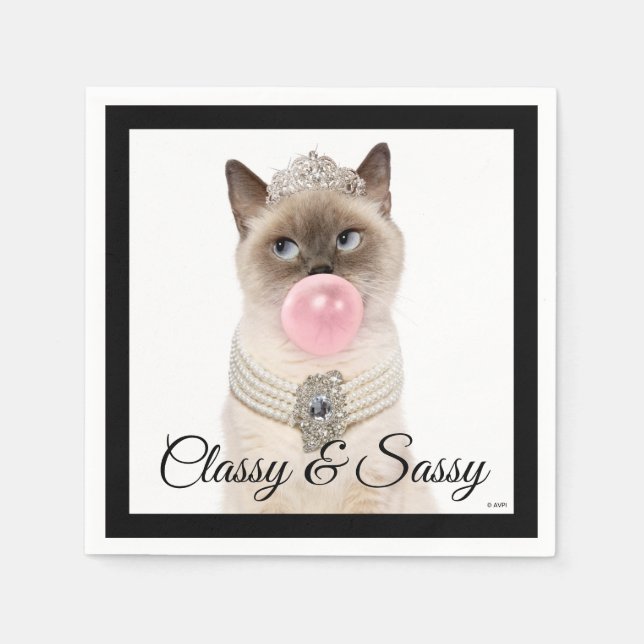 Princess Cat Blowing Bubble Gum Napkin (Front)