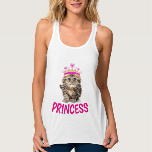 PRINCESS CAT kITTEN T-Shirts, Ladies Girls Singlet