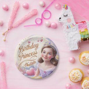 Princess Celebration Happy Birthday Paper Plate