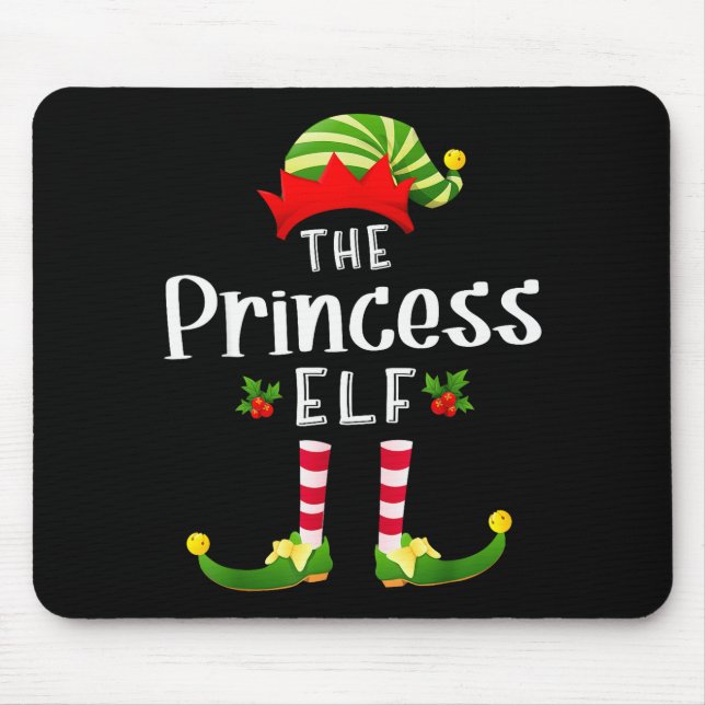 Princess Christmas Elf Matching Pajama X-mas Party Mouse Pad (Front)