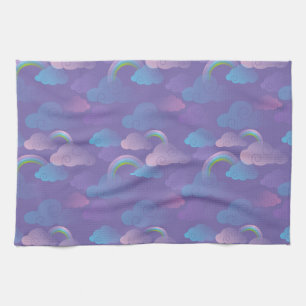 Princess Cloudy Sky Purple Blue Clouds Unicorn Tea Towel