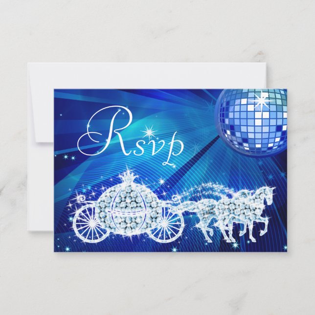 Princess Coach & Horses & Disco Ball RSVP Card (Front)
