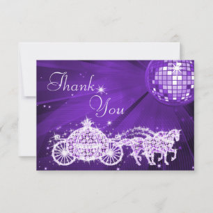 Princess Coach & Horses & Disco Ball Thank You Card