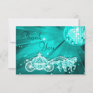 Princess Coach & Horses & Disco Ball Thank You Card