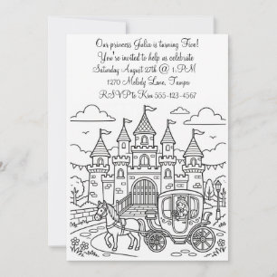 Princess Colouring Birthday Party Digital Download Invitation