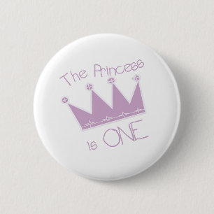 Princess Crown 1st Birthday 6 Cm Round Badge