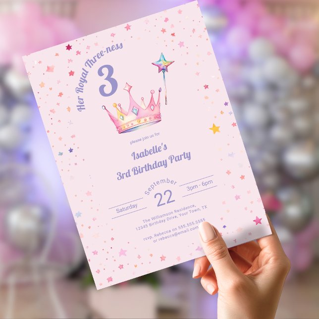 Princess Crown 3rd Birthday Her Royal Threeness  Invitation (Creator Uploaded)