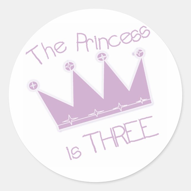 Princess Crown 3rd Birthday Tshirts and Gifts Classic Round Sticker (Front)