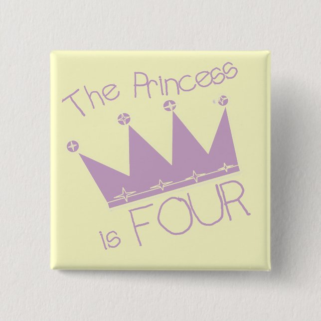 Princess Crown 4th Birthday Tshirts 15 Cm Square Badge (Front)