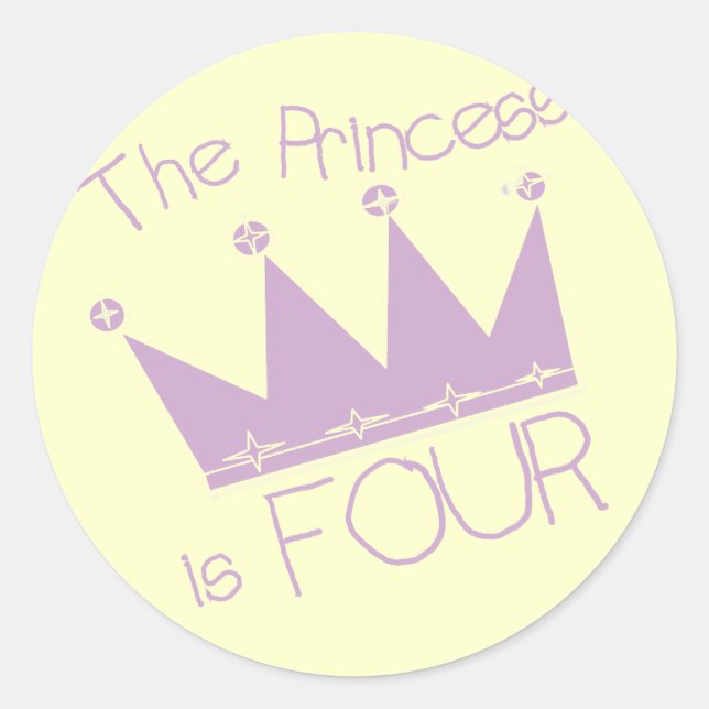 Princess Crown 4th Birthday Tshirts Classic Round Sticker (Front)