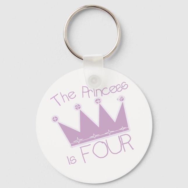 Princess Crown 4th Birthday Tshirts Key Ring (Front)