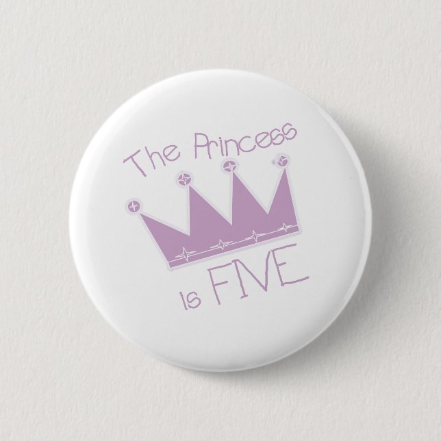 Princess Crown 5th Birthday 6 Cm Round Badge (Front)