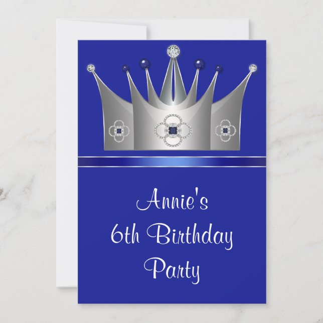 Princess Crown 6th Birthday Party Invitation 6th (Front)