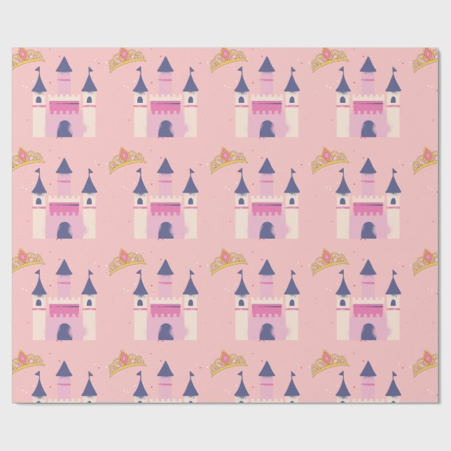 Princess Crown and Castle Wrapping Paper (Flat)