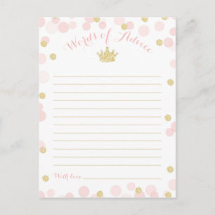 Princess Crown Baby Shower Words of Advice Postcard