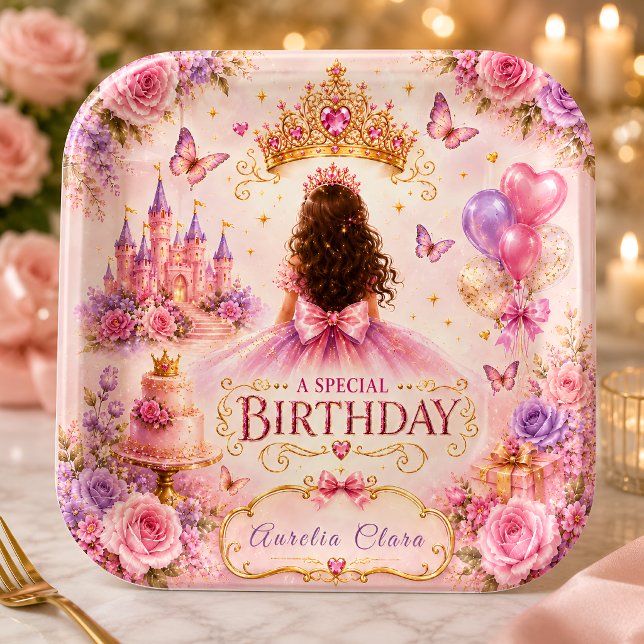 Princess Crown Birthday Paper Plate (Creator Uploaded)