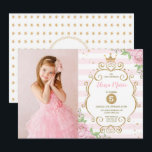 Princess Crown Birthday Pink Gold Floral Party Invitation<br><div class="desc">Celebrate your little girl's birthday with this gorgeous pink & gold floral invitation! The wording is fully customisable. If you want to change the font style & colours or text placement simply click the "Click to Customise Further" button.</div>