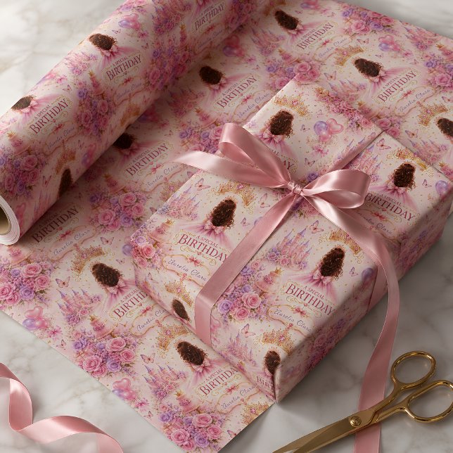 Princess Crown Birthday Wrapping Paper (Creator Uploaded)