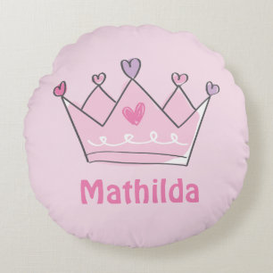 Princess Crown, Cute Baby Gift, Personalized Round Cushion