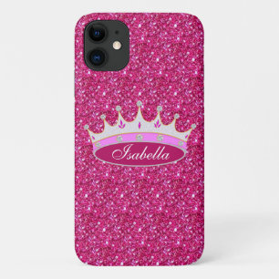 Princess crown & gems on pink glitter Case-Mate iPhone case