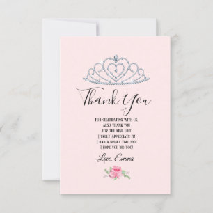 princess, crown, glitter crown, thank you card