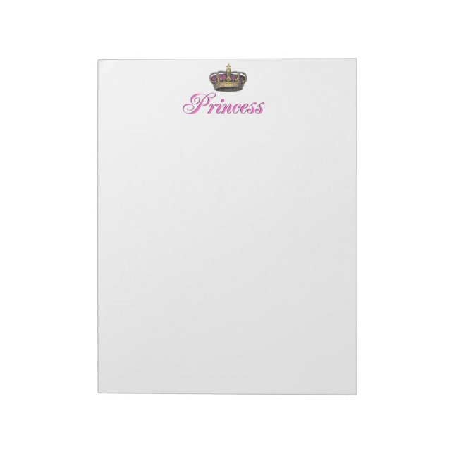 Princess crown in hot pink notepad (Rotated)