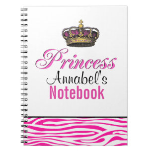 Princess crown in hot pink spiral notebook